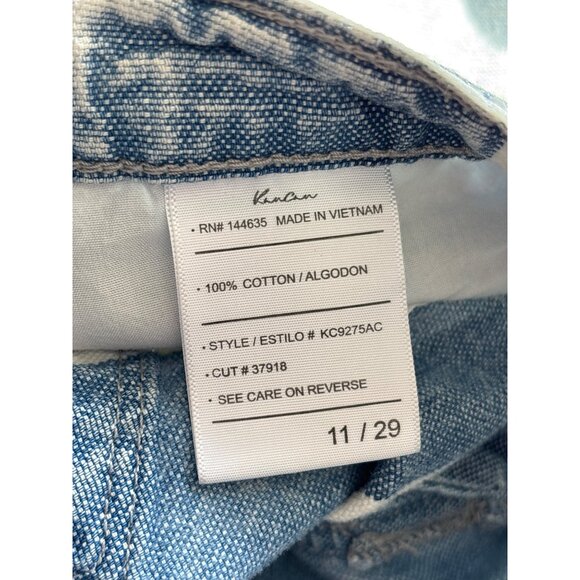 KanCan Button Fly Wide Leg Jeans Juniors Size 11 Striped Light Blue White Cotton - Picture 8 of 8